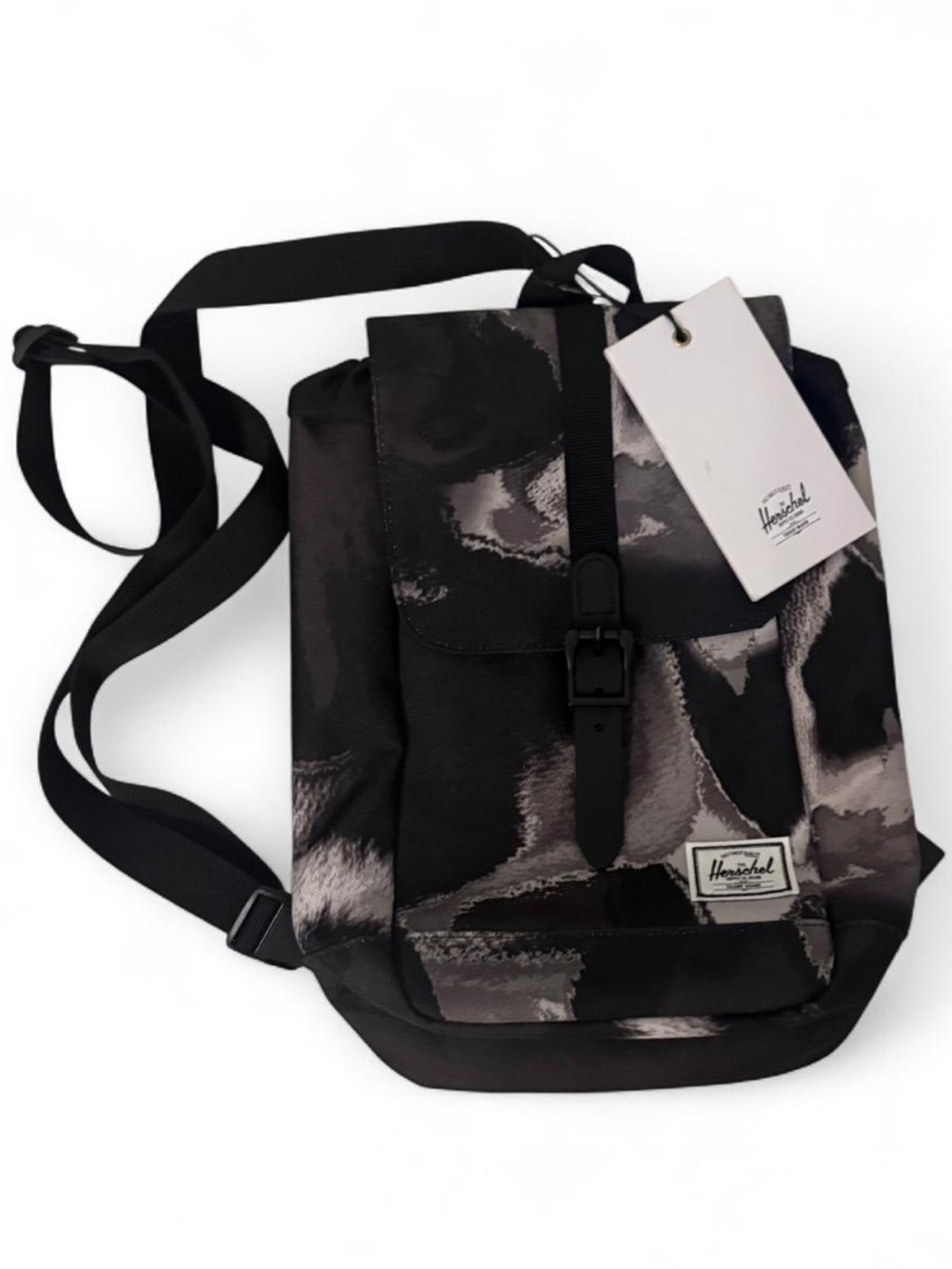 Herschel Supply Company Black and Gray Camouflage Messenger Bag